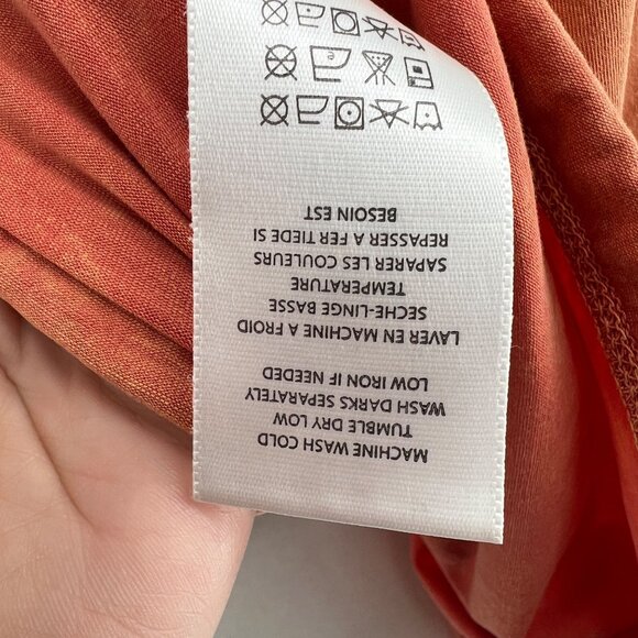 Eri + Ali Anthropologie Ruffle Shoulder Short Sleeve Shirt Orange Size Small - Picture 10 of 11